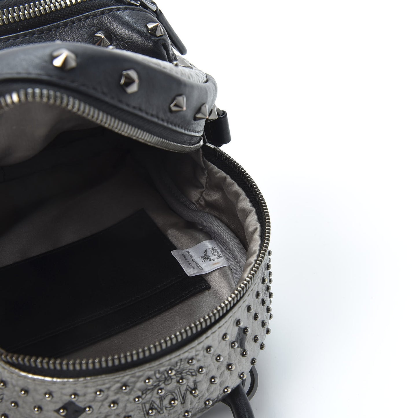 Metallic Visetos Studded Stark X-Mini Bebe Boo Backpack Silver