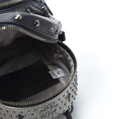MCM Metallic Visetos Studded Stark X-Mini Bebe Boo Backpack Silver 4 of 9