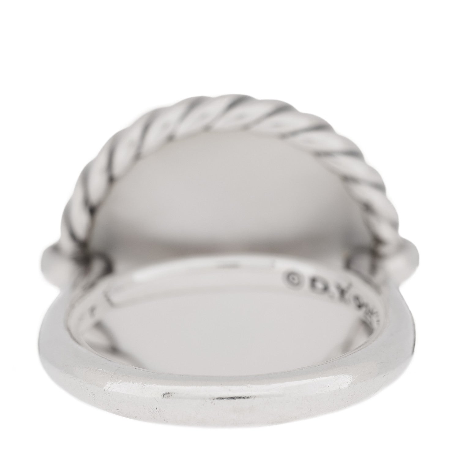 David Yurman Sterling Silver Mother Of Pearl Diamond Elements Ring 53 6.5 3 of 5