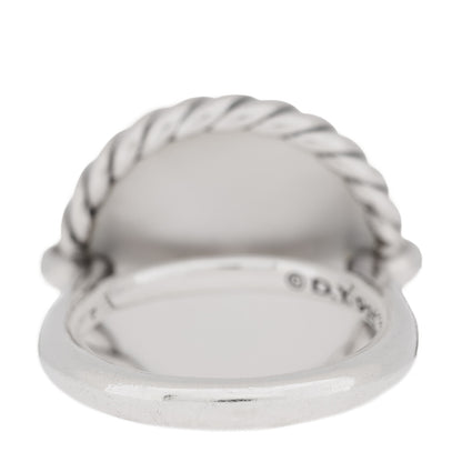 David Yurman Sterling Silver Mother Of Pearl Diamond Elements Ring 53 6.5 3 of 5
