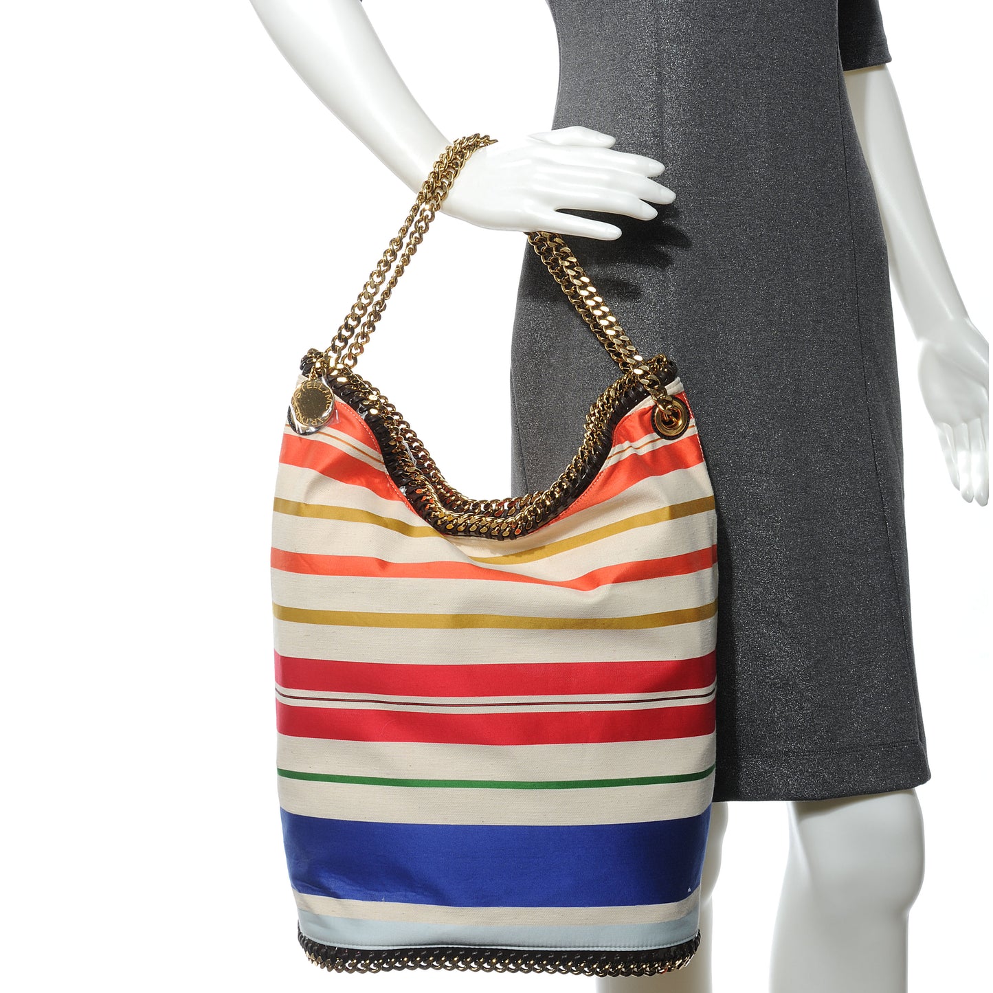 Cotton Canvas Stripes Falabella Bucket Bag