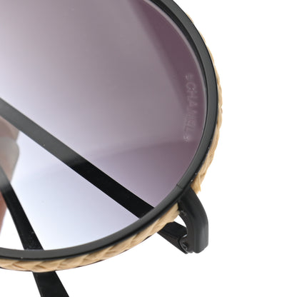 Chanel Metal Raffia Braided Round Sunglasses 4250 Black 12 of 13