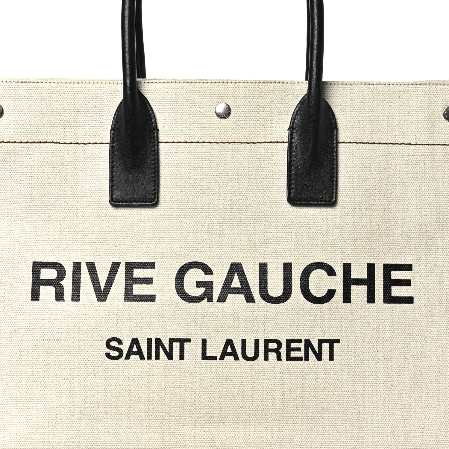 Saint Laurent Linen Calfskin Rive Gauche Tote Optic White 7 of 9