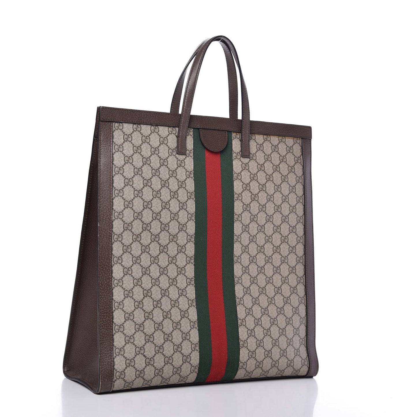 GG Supreme Monogram Web Ophidia Vertical Tote Brown