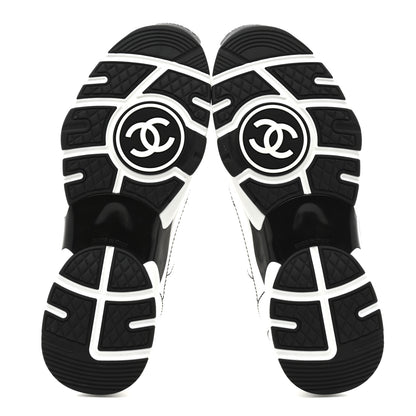 Chanel Cotton Womens CC Sneakers 38 White Black 6 of 10