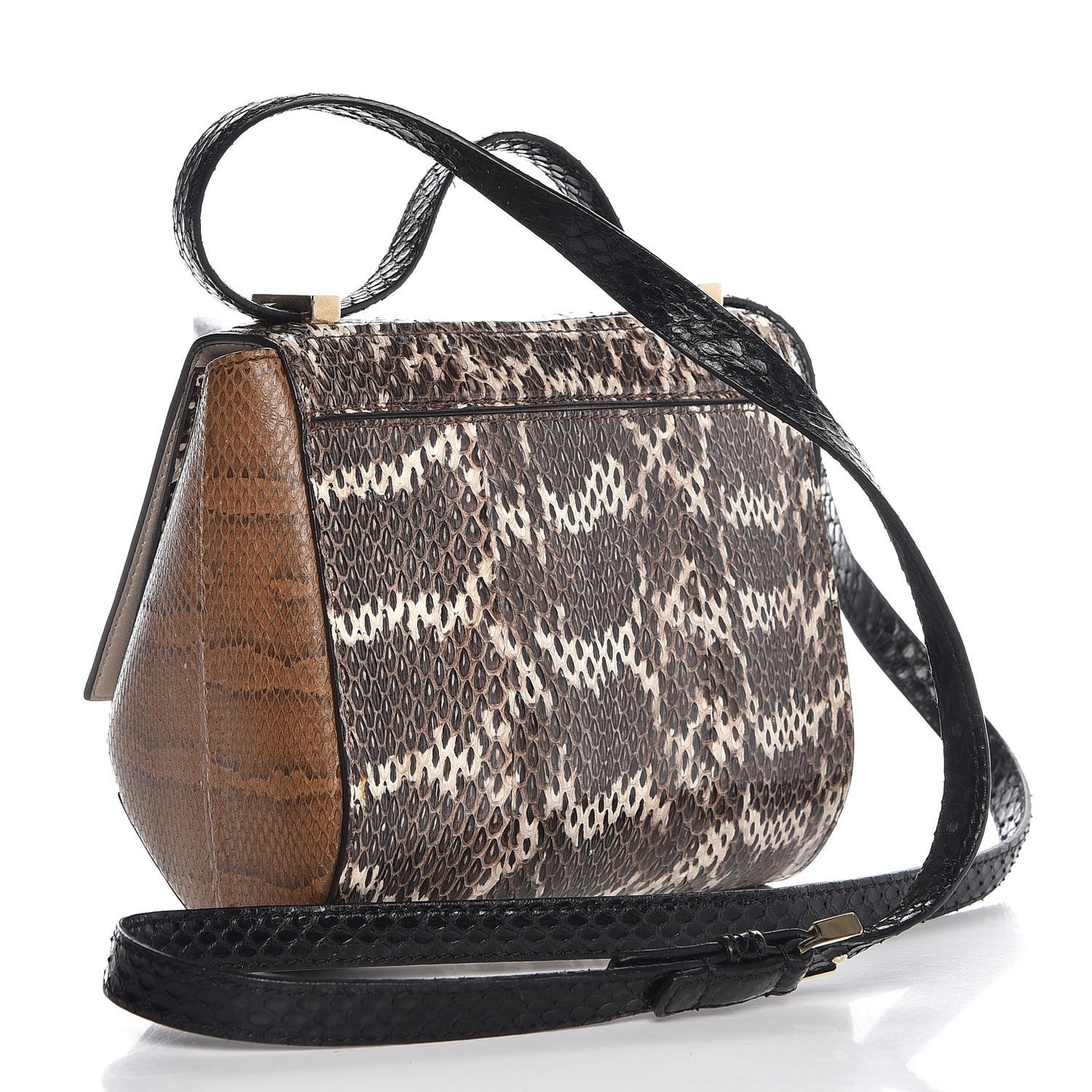 Elaphe Mini Pandora Box Crossbody Bag Beige