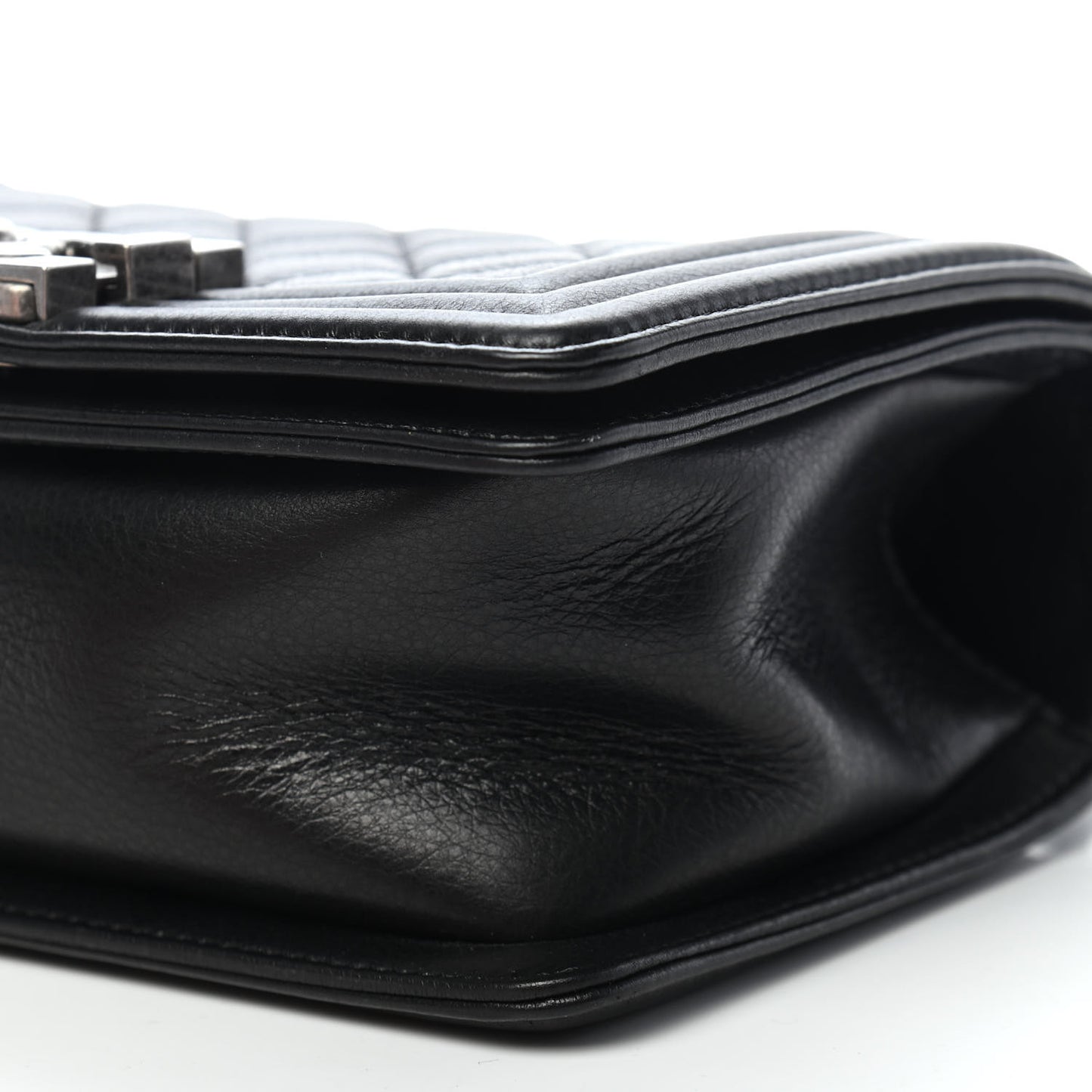 Calfskin Quilted Small Boy Flap Black