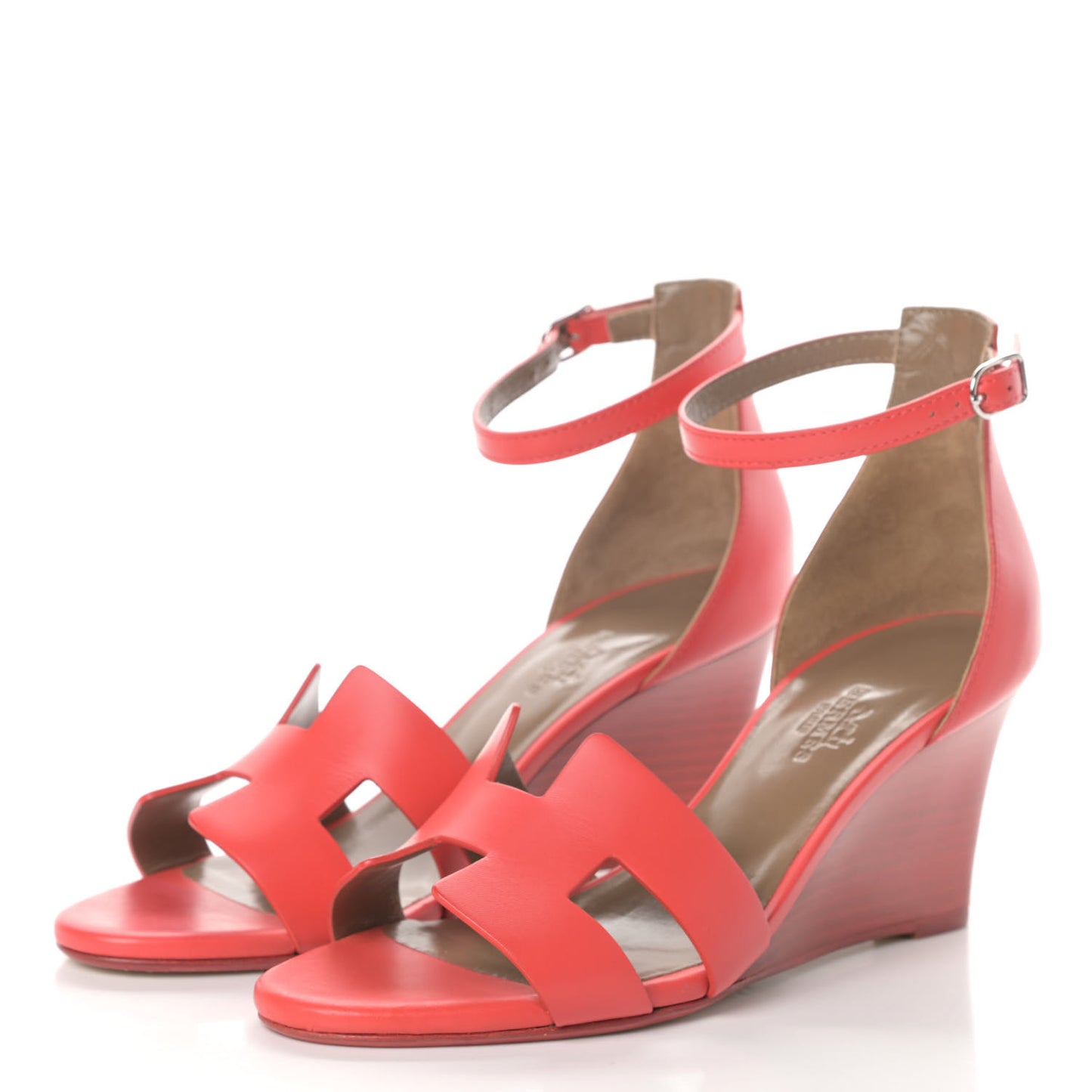 Calfskin Legend Wedge Sandals 37.5 Pavot