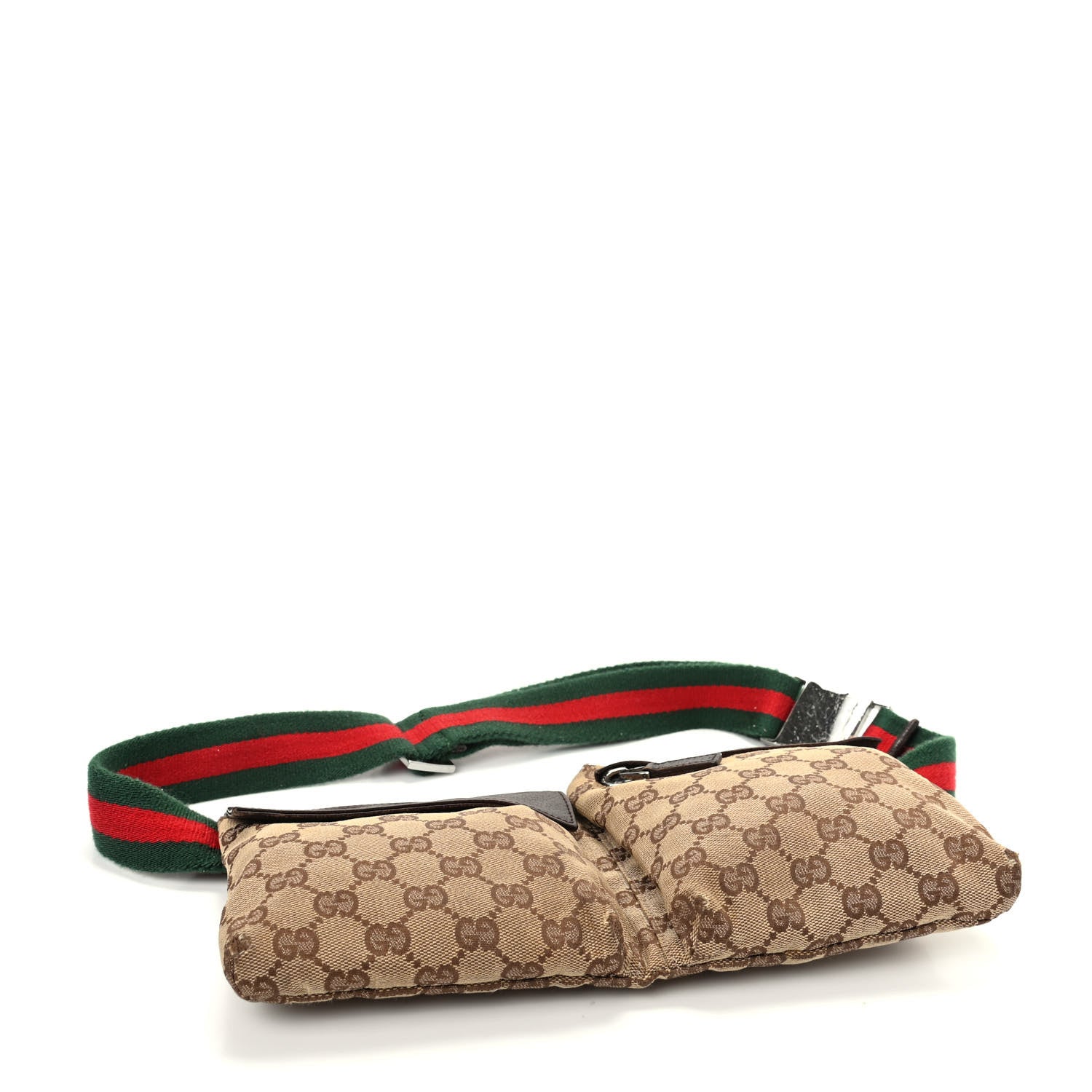 Gucci GG Monogram Web Double Pocket Belt Bag Dark Brown 4 of 11
