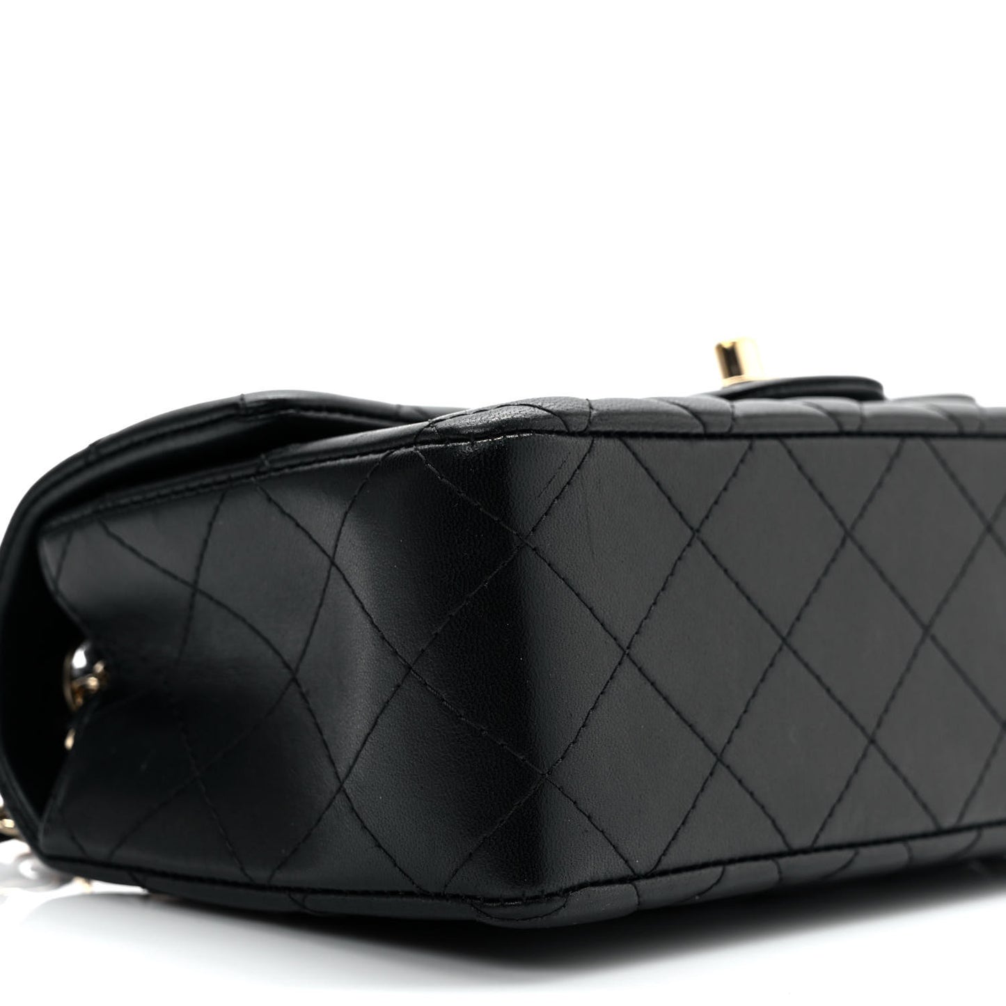 Lambskin Quilted Mini Rectangular Flap Black