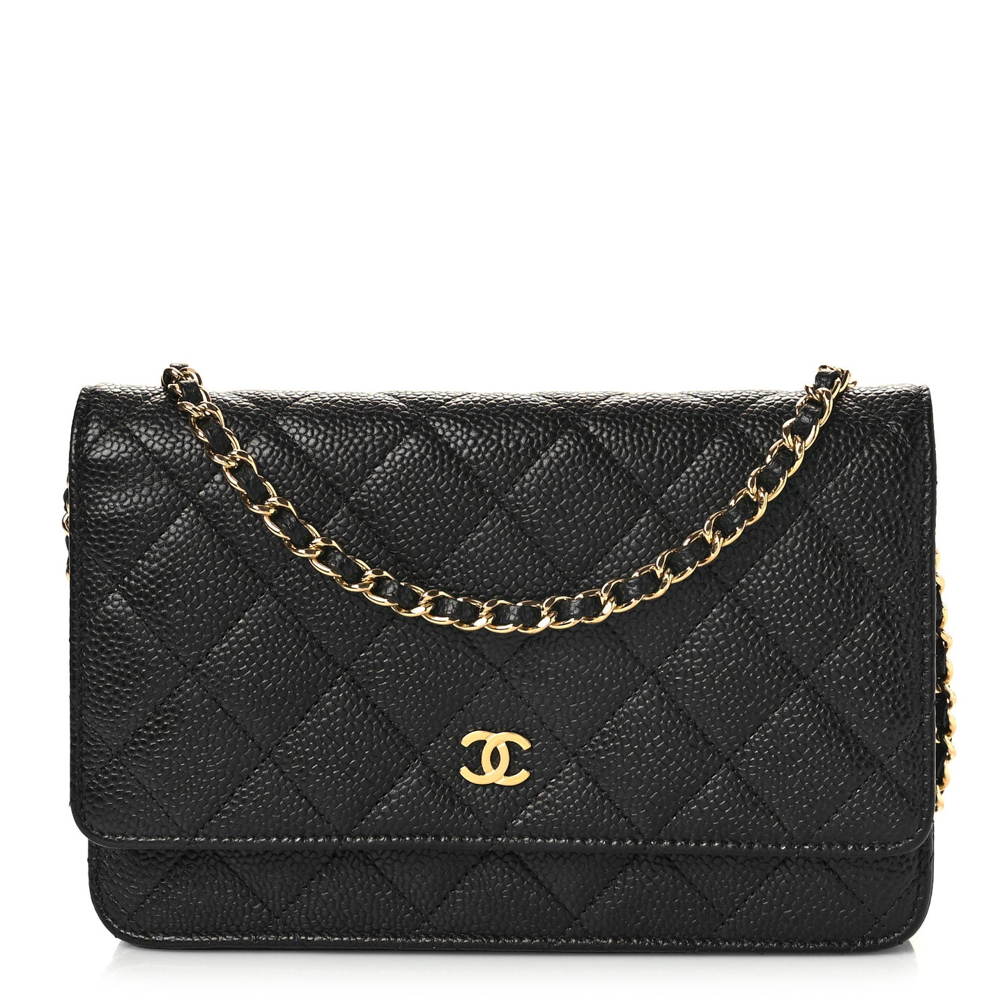 Caviar Quilted Wallet On Chain WOC Black