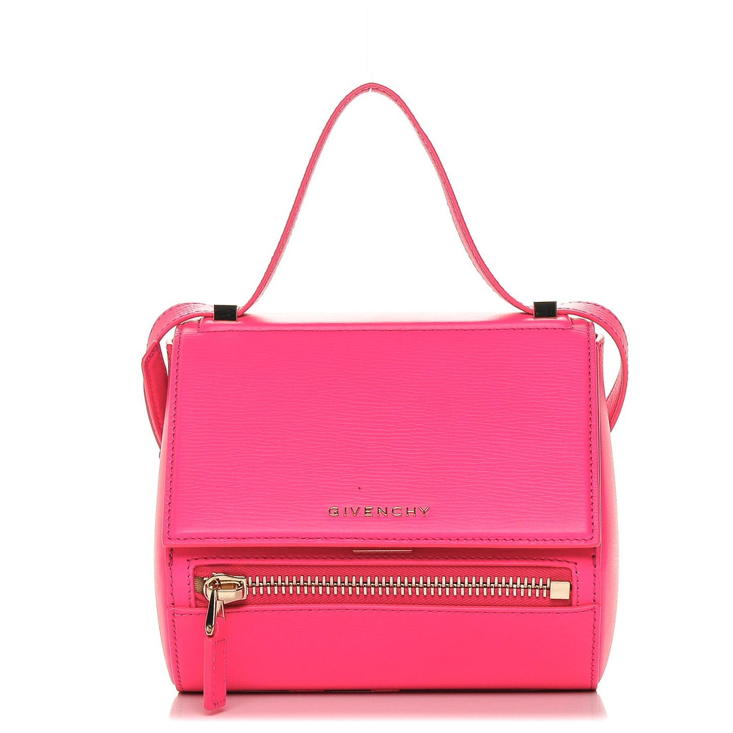 Textured Calfskin Mini Pandora Box Crossbody Bag Fuchsia