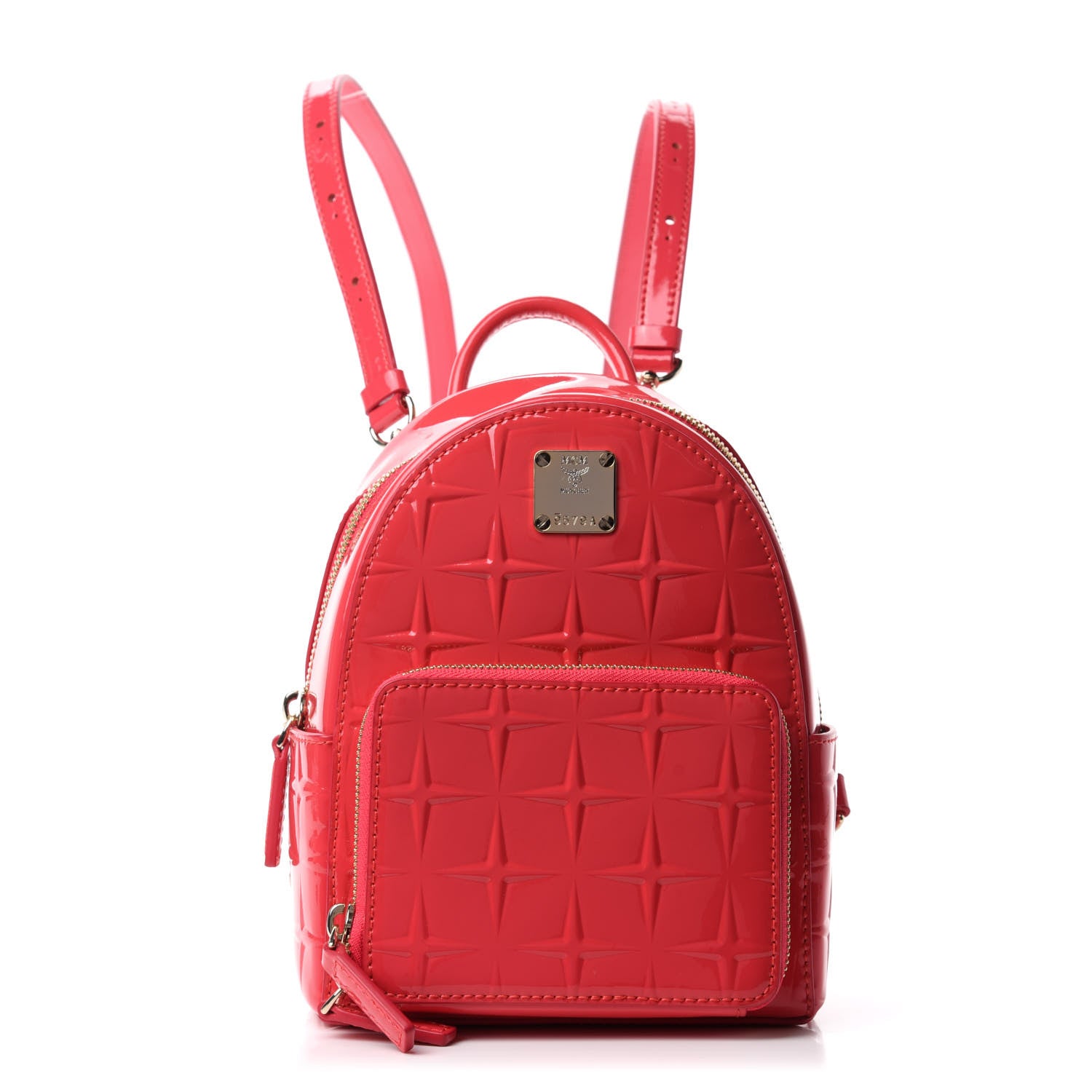 MCM Diamond Patent Stark Bebe Boo Backpack Teaberry 1 of 12
