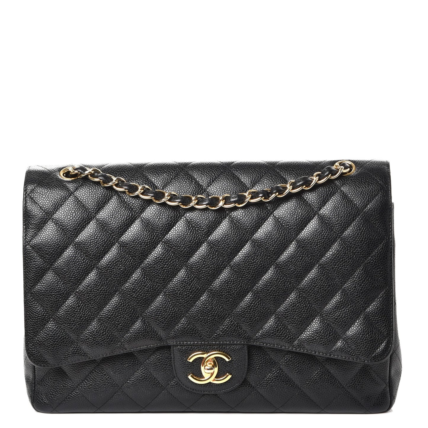 Caviar Quilted Maxi Double Flap Black
