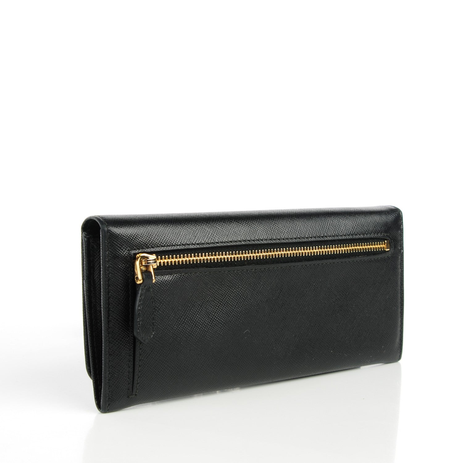 Prada Saffiano Metal Continental Flap Wallet Nero Black 3 of 8