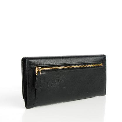 Prada Saffiano Metal Continental Flap Wallet Nero Black 3 of 8