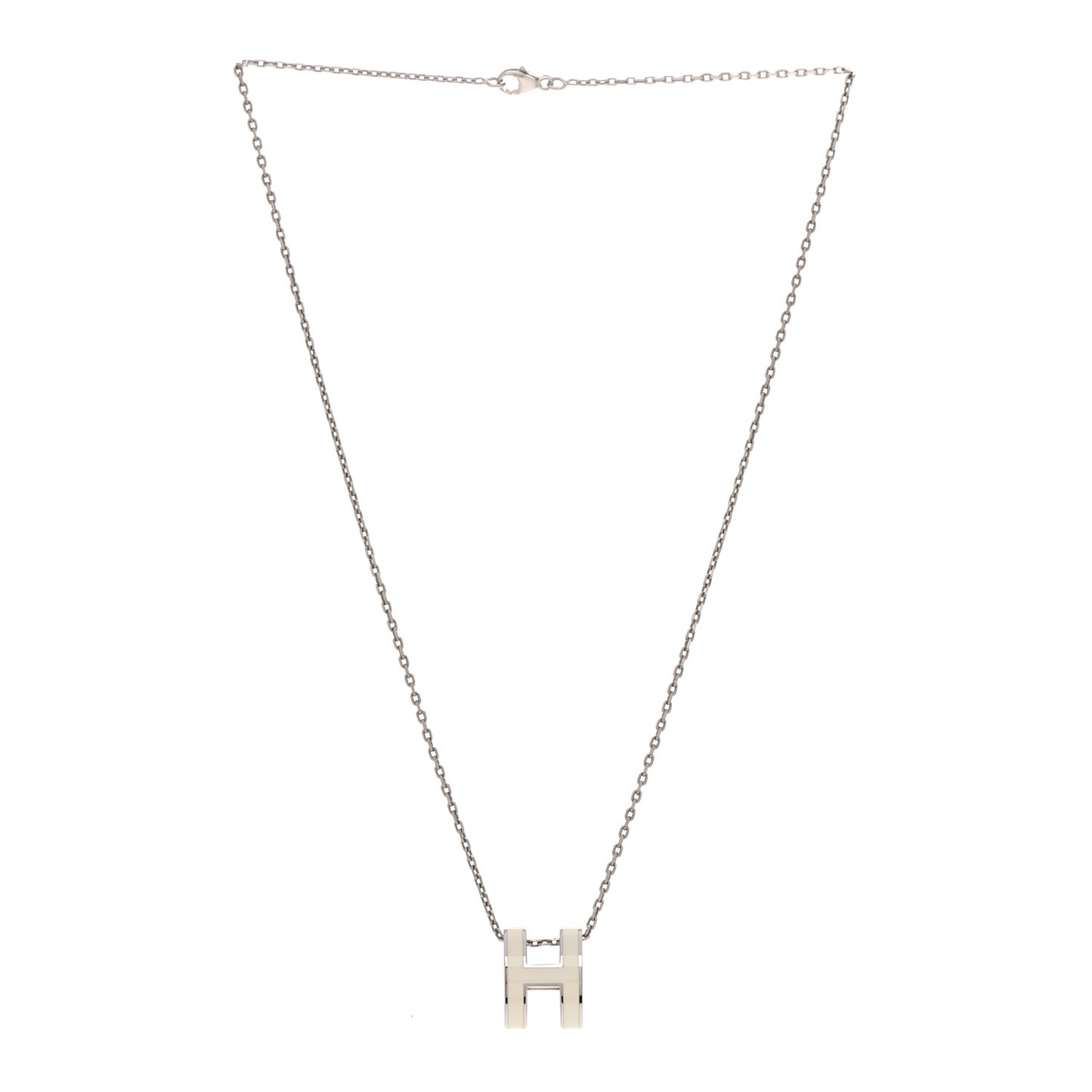 Lacquered Palladium Pop H Pendant Necklace White