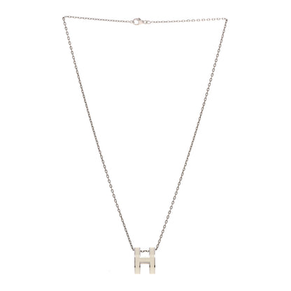 Hermes Lacquered Palladium Pop H Pendant Necklace White 3 of 6