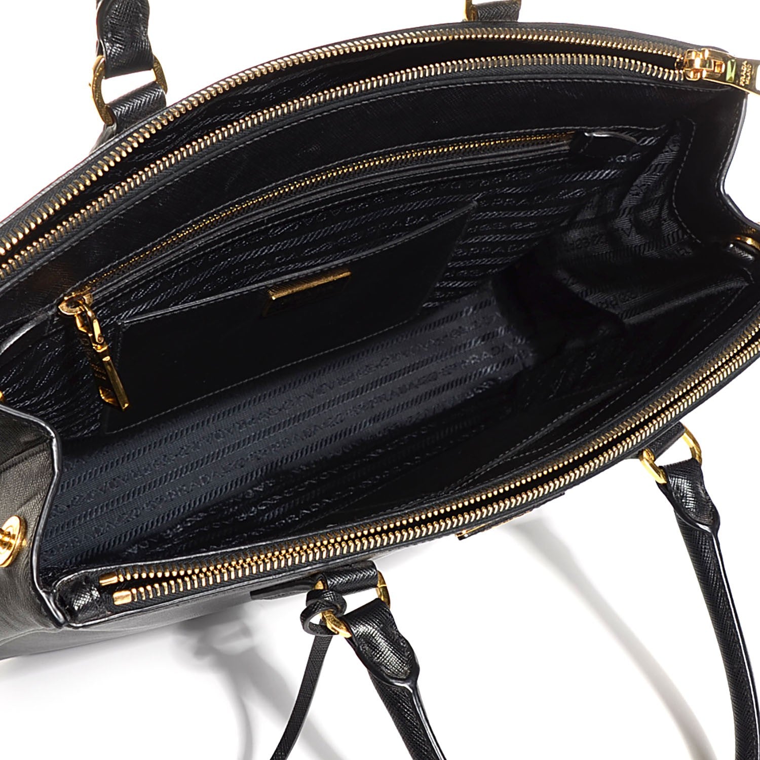 Prada Saffiano Lux Medium Double Zip Tote Nero Black 5 of 11