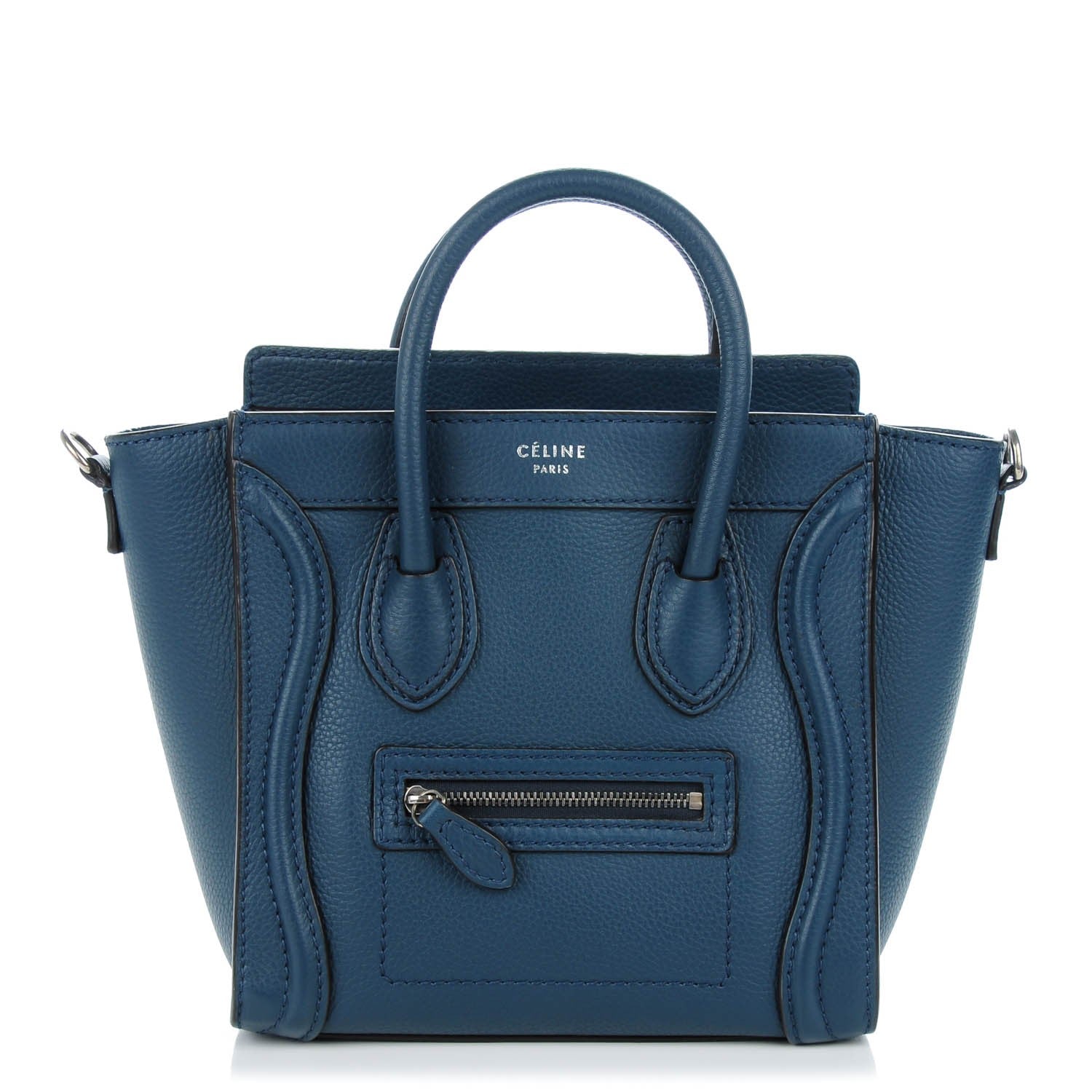 Celine Drummed Calfskin Nano Luggage Orage 1 of 8