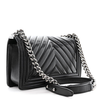 Chanel Lambskin Chevron Quilted Medium Boy Flap Black 3 of 14