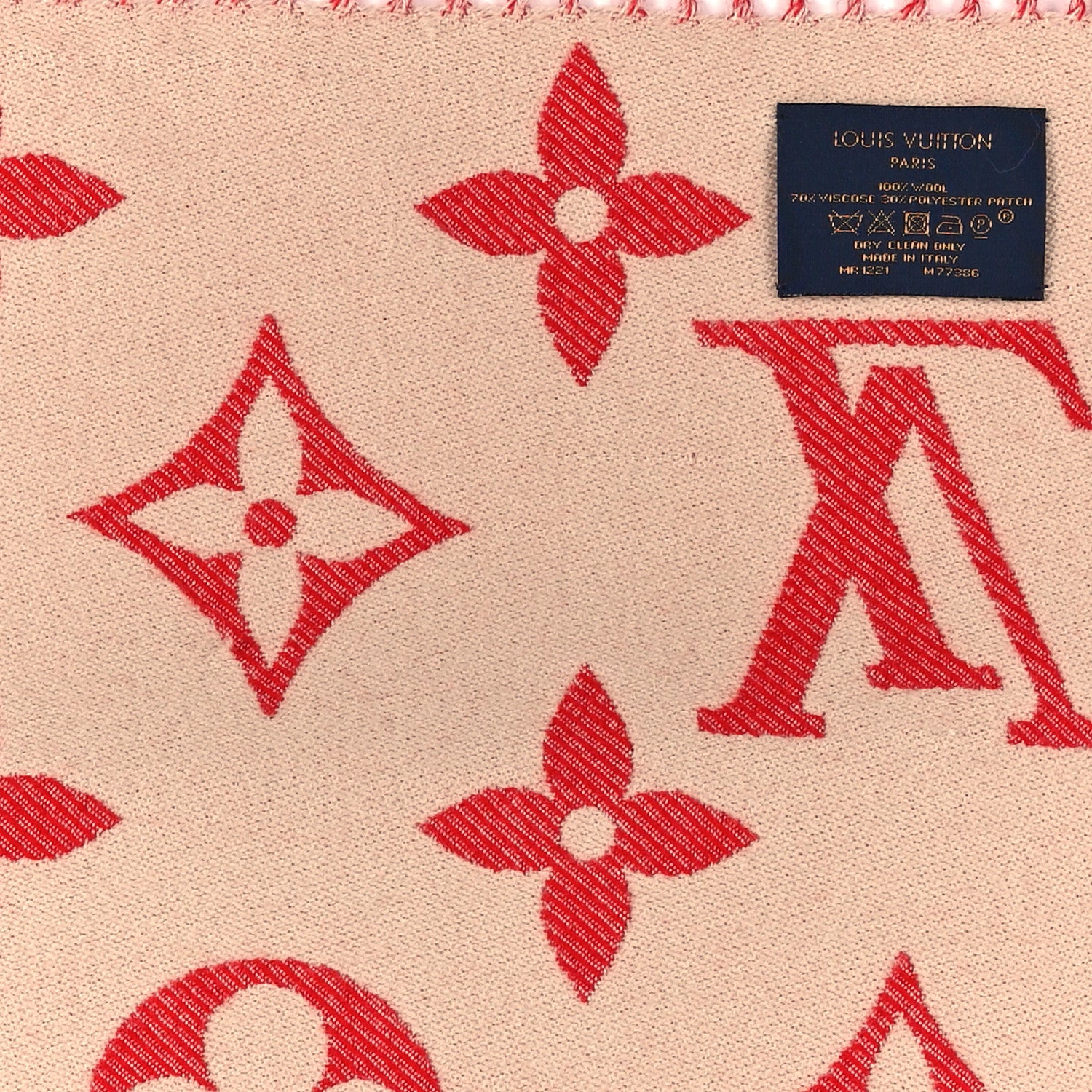 Louis Vuitton Cashmere Monogram Rodeo Reykjavik Scarf Red 3 of 3