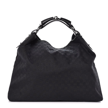 Gucci Monogram Large Horsebit Chain Hobo Black 1 of 13