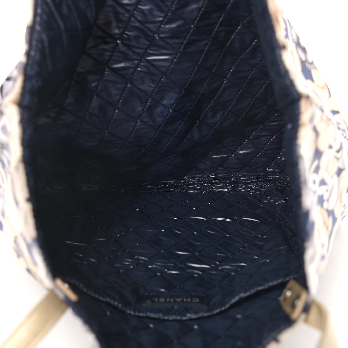 Nylon Cat Emoticon Tote Navy Gold