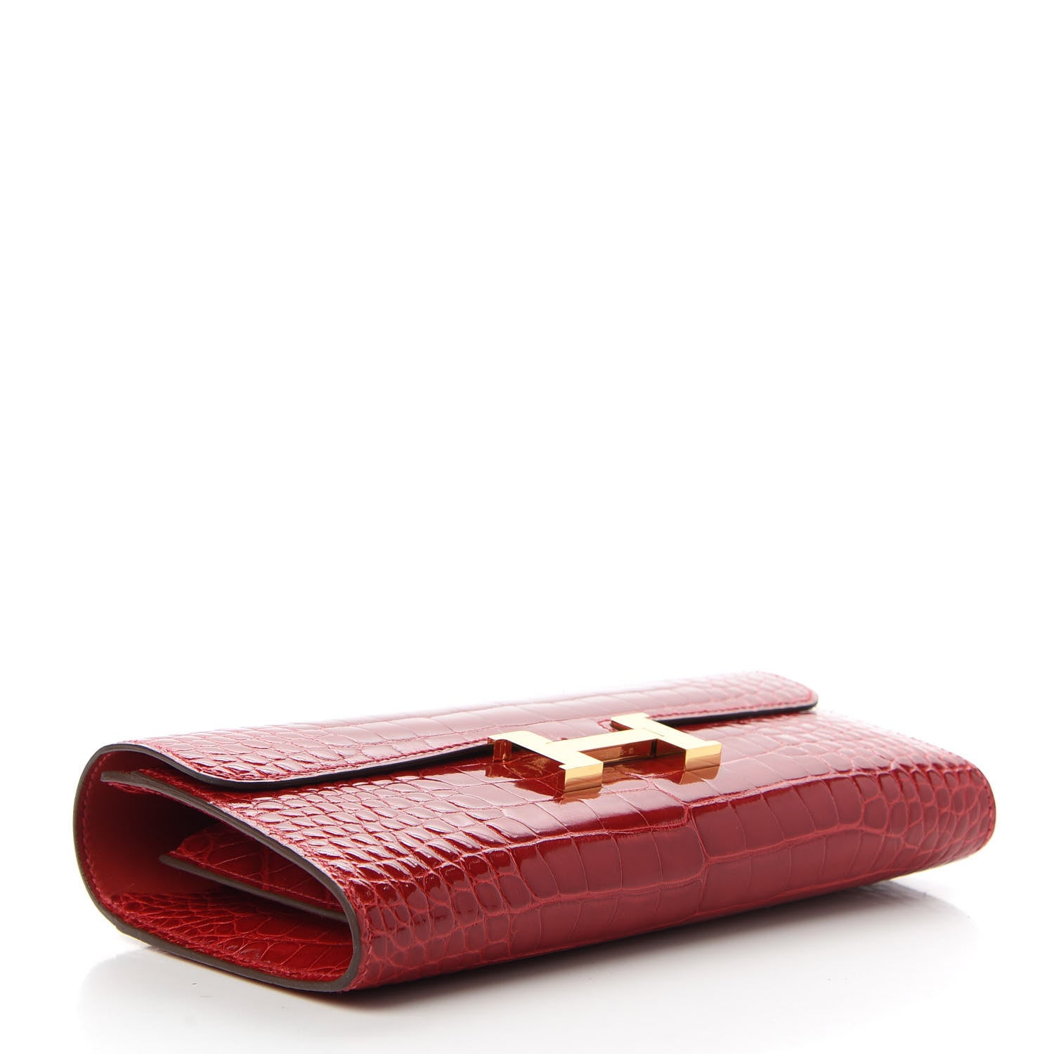 Hermes Shiny Alligator Constance Long Wallet Rouge Vif 4 of 12