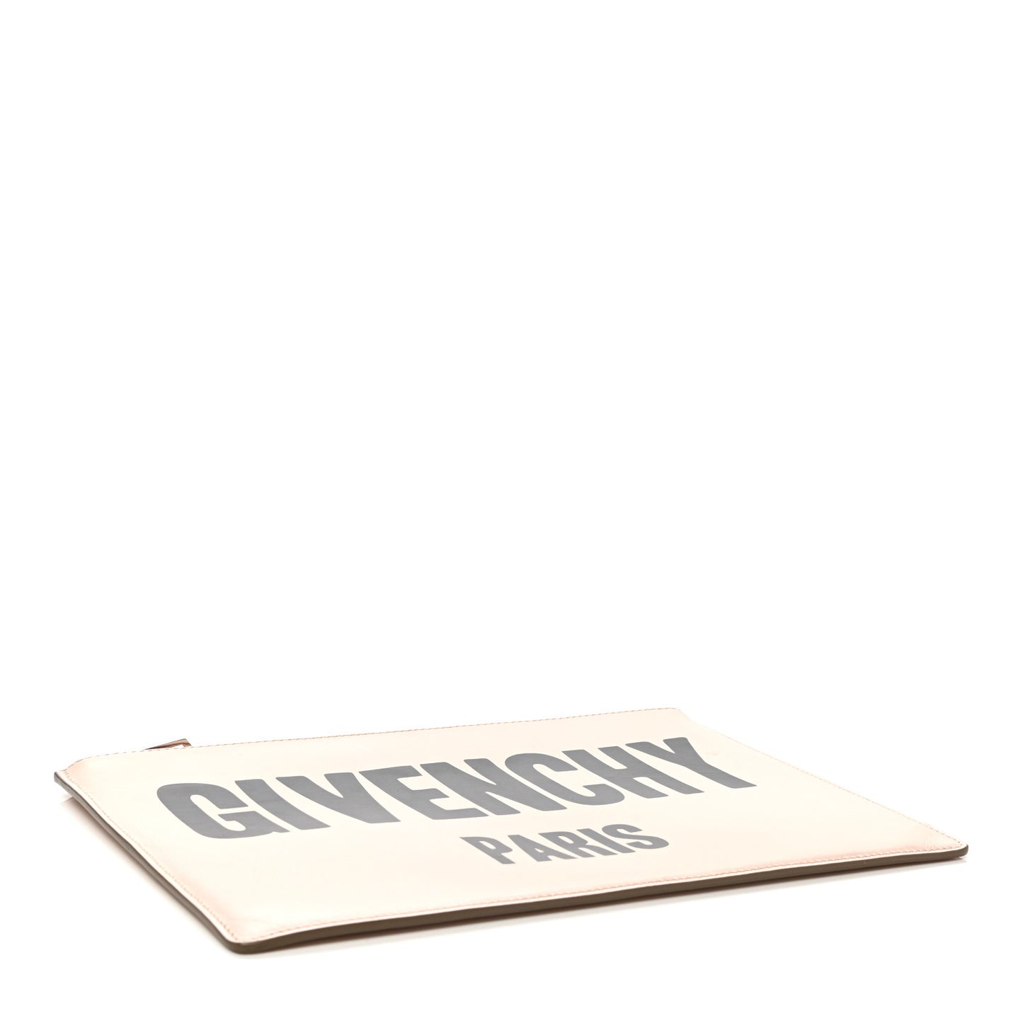 Calfskin Logo Zip Pouch Pale Pink