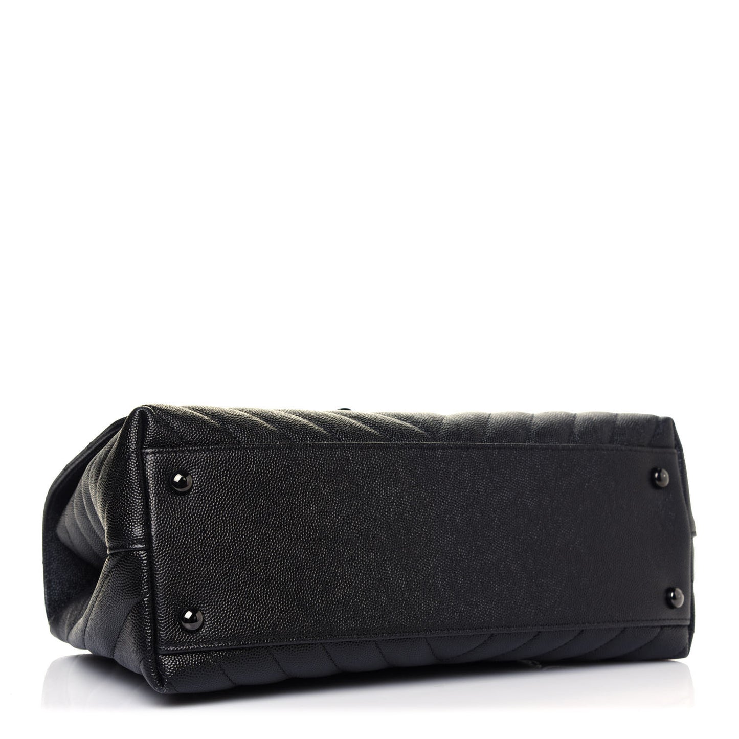 Caviar Chevron Quilted Small Coco Handle Flap So Black