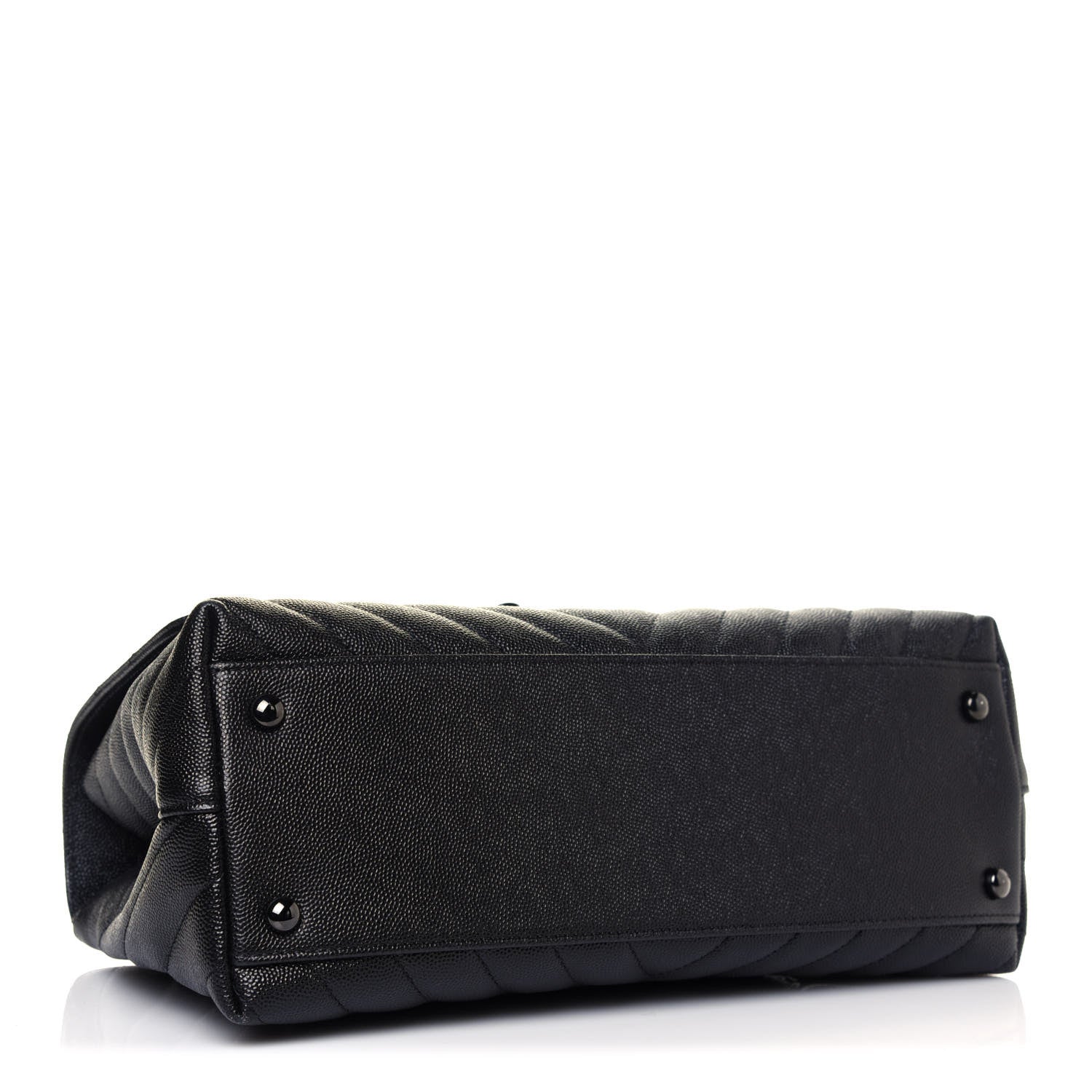 Chanel Caviar Chevron Quilted Small Coco Handle Flap So Black 4 of 13