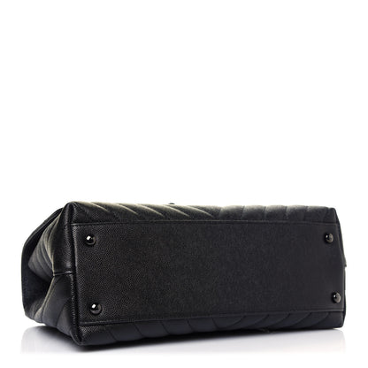 Chanel Caviar Chevron Quilted Small Coco Handle Flap So Black 4 of 13