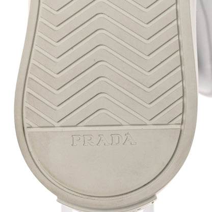 Prada Re-Nylon Gabardine Metal Triangle Logo Wheel Pouch Pocket High Top Sneakers 35.5 White 8 of 9