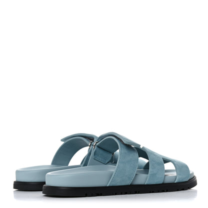 Hermes Suede Goatskin Womens Chypre Sandals 36 Vert d'Eau 4 of 11