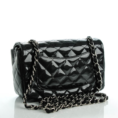 Chanel Striated Patent Quilted Mini Rectangular Flap Black 4 of 9