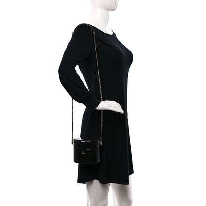 Chanel Patent Quilted Round Clutch With Chain Black 2 of 10