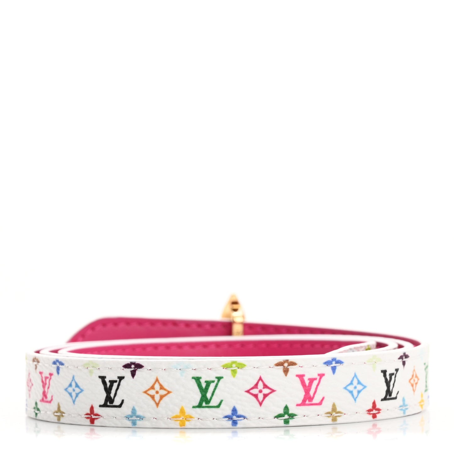 LV x TM Monogram Multicolor 15MM Mini Flowergram Reversible Belt 80 32 White Fuchsia
