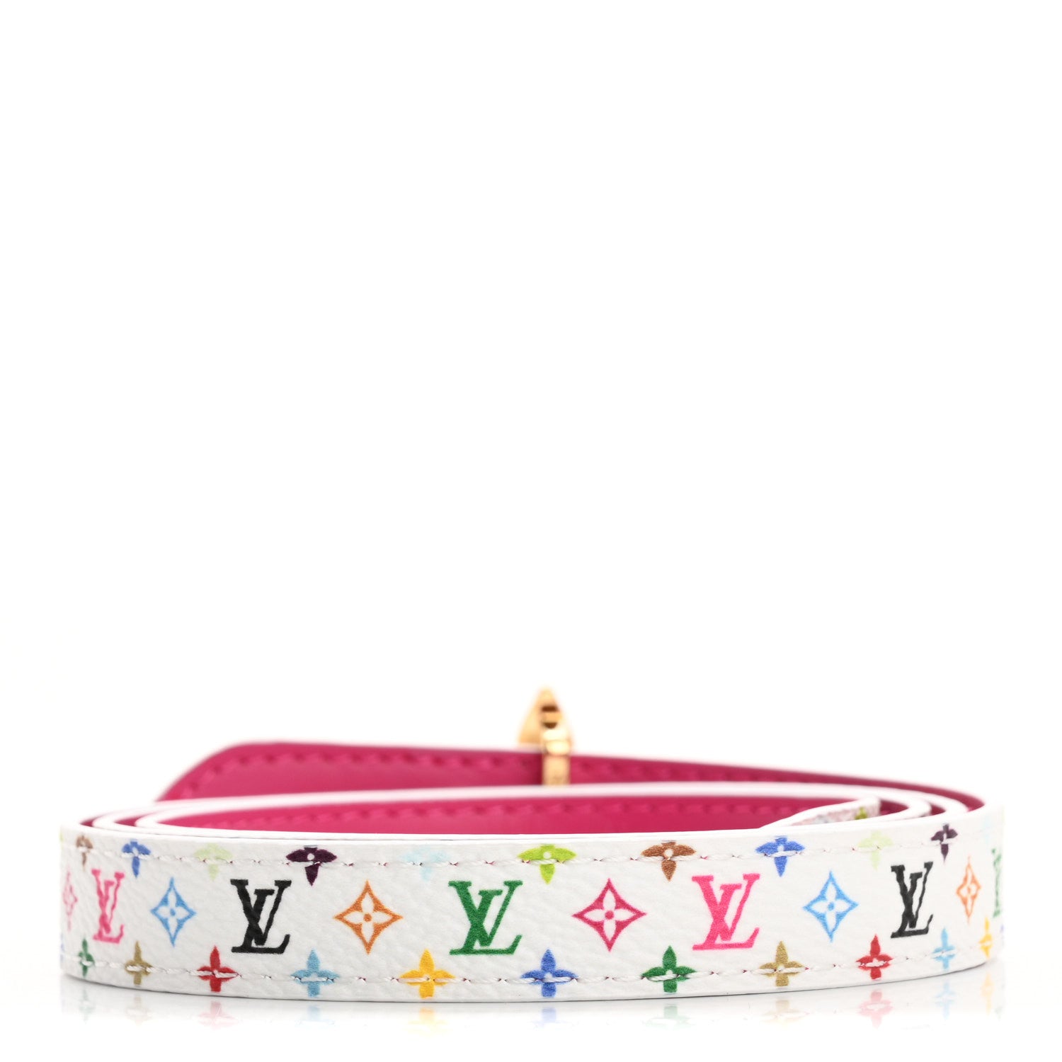 Louis Vuitton LV x TM Monogram Multicolor 15MM Mini Flowergram Reversible Belt 80 32 White Fuchsia 2 of 5