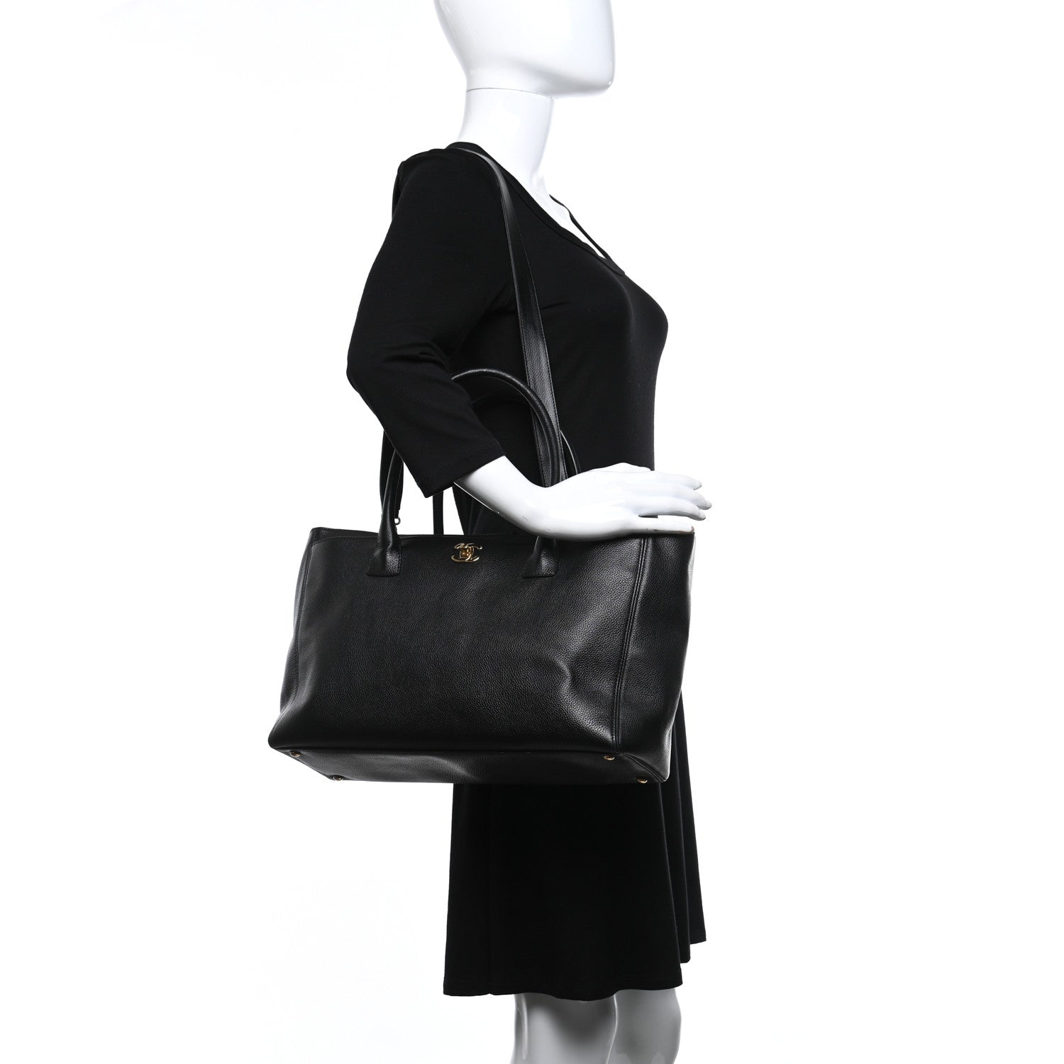 Chanel Calfskin Cerf Executive Shopper Tote Black 2 of 9