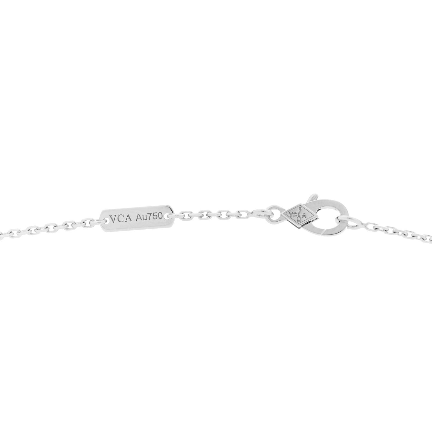 18K White Gold Diamond Vintage Alhambra Pendant Necklace