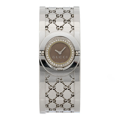 Gucci Stainless Steel Diamond Bezel 23mm Twirl Quartz Watch Brown 1 of 5