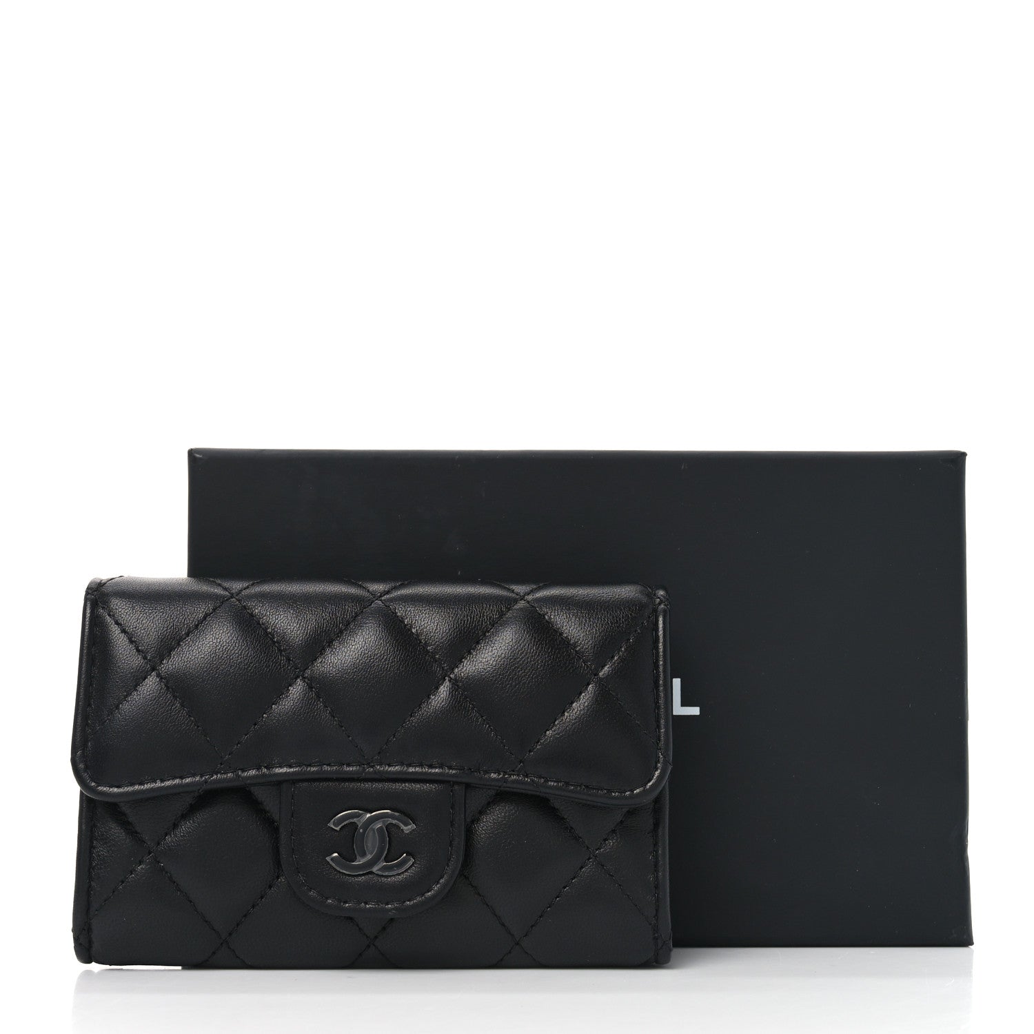 Chanel Lambskin Quilted Flap Card Holder Wallet So Black 9 of 9