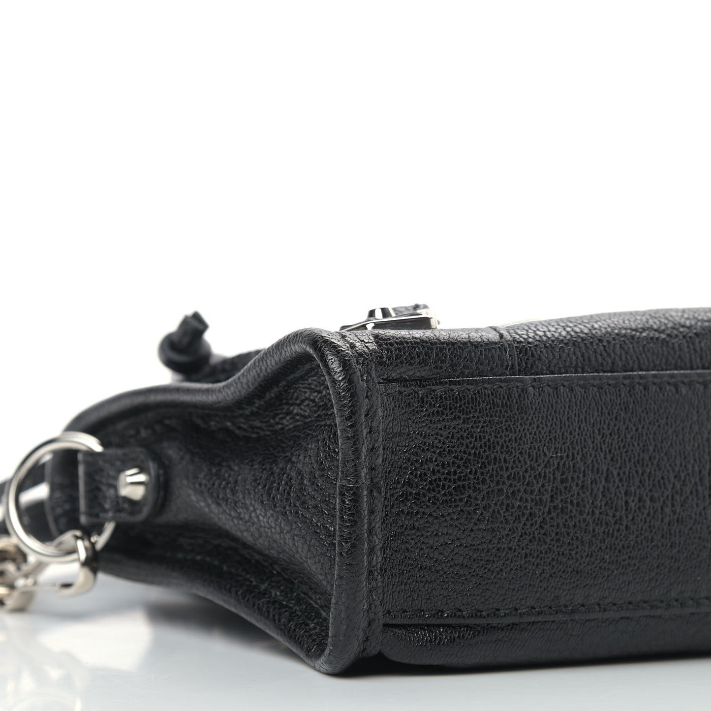 Chevre Silver Metallic Edge Hardware Nano City Black