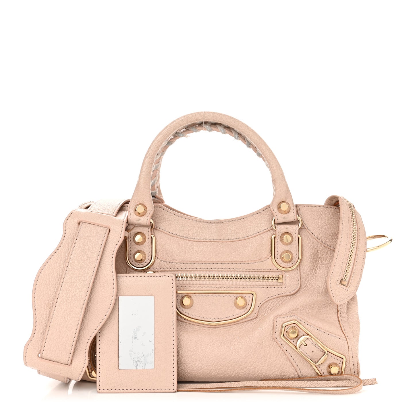 Chevre Gold Metallic Edge Hardware Mini City Rose Aubepine Bois de Rose