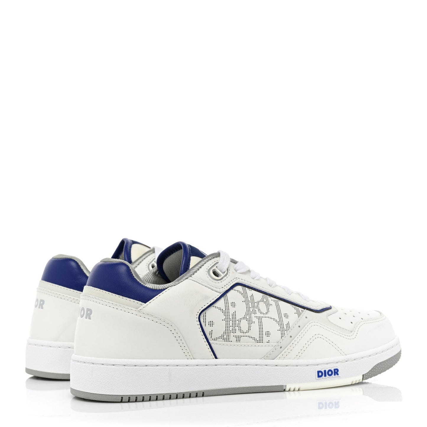 Smooth Calfskin Oblique Galaxy Perforated Mens B27 Low Top Sneakers 40 White Blue