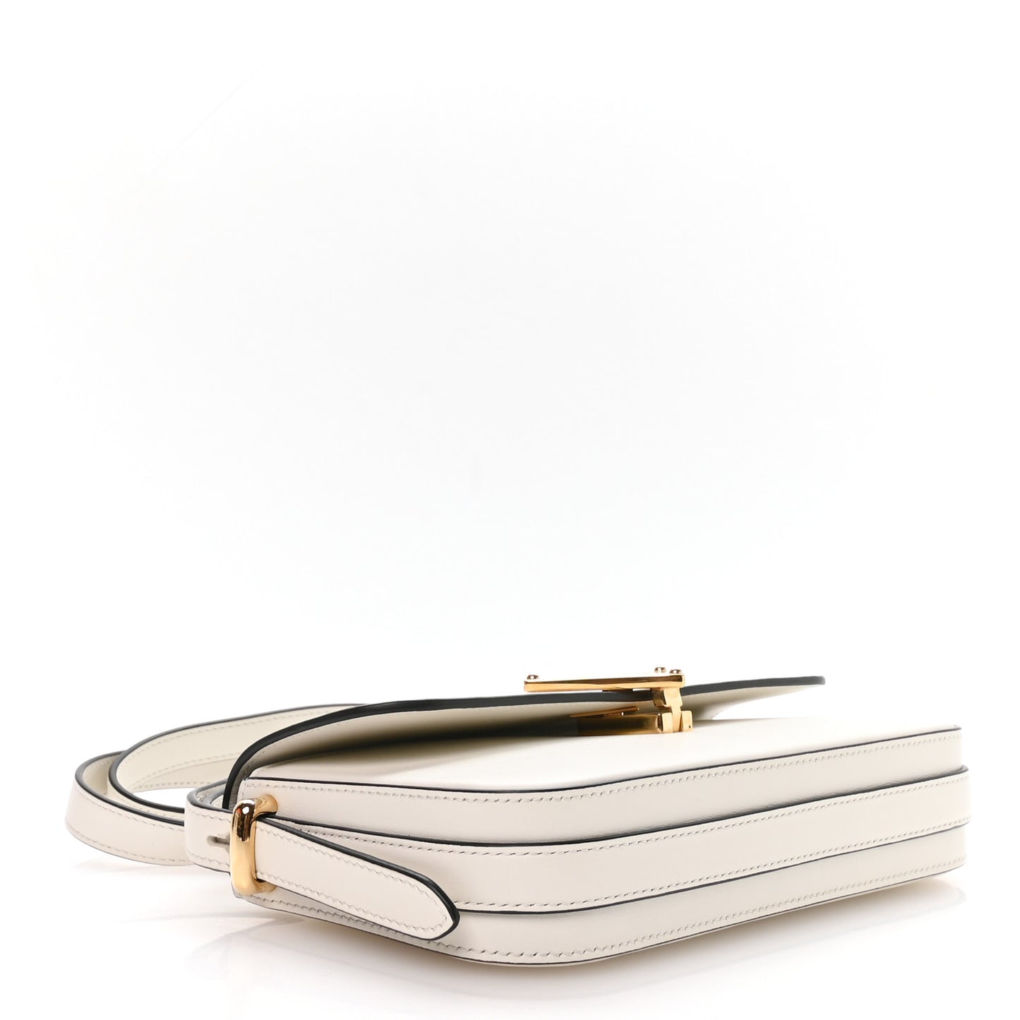 Soft Calfskin Metal Triangle Logo Flap Shoulder Bag White