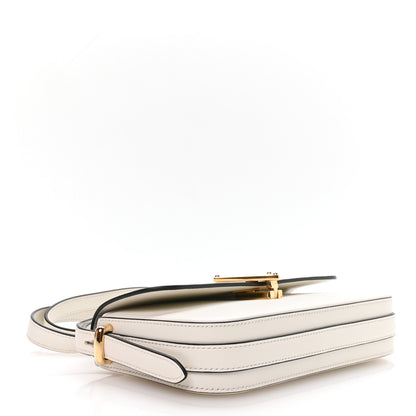 Prada Soft Calfskin Metal Triangle Logo Flap Shoulder Bag White 4 of 10