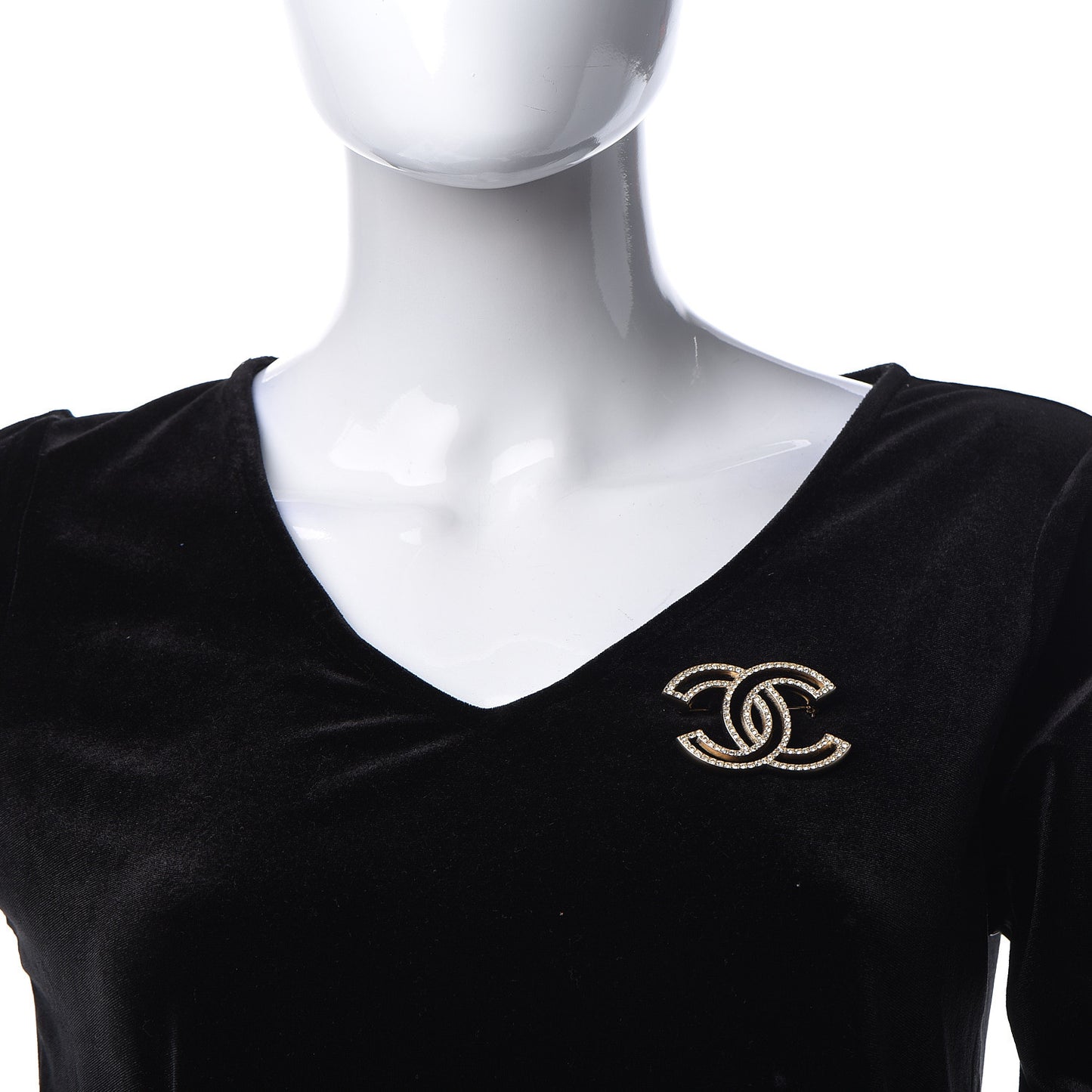Crystal CC Brooch Light Gold