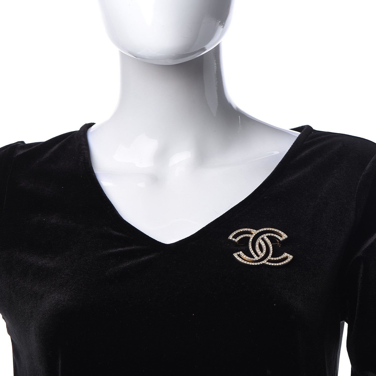 Chanel Crystal CC Brooch Light Gold 2 of 5